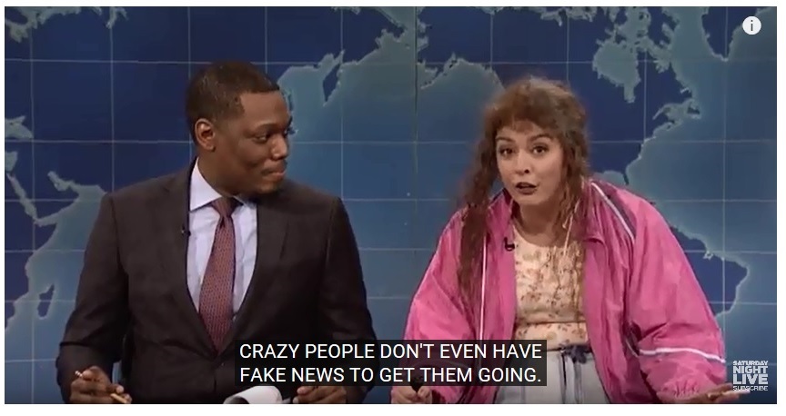SNL Weekend Update Cathy Anne (Cecily Strong)Telling Michael Che About Crazy Folks;